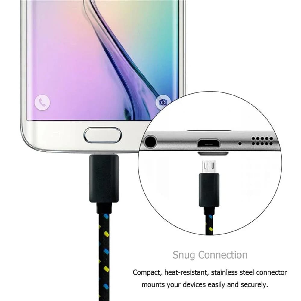 كابل مايكرو USB 2.4A بطول 0.5 متر/1 متر/2 متر/3 متر لمزامنة البيانات والشحن، متوافق مع سامسونج وهواوي وXiaomi وأجهزة أندرويد، نايلون مضفر - 5