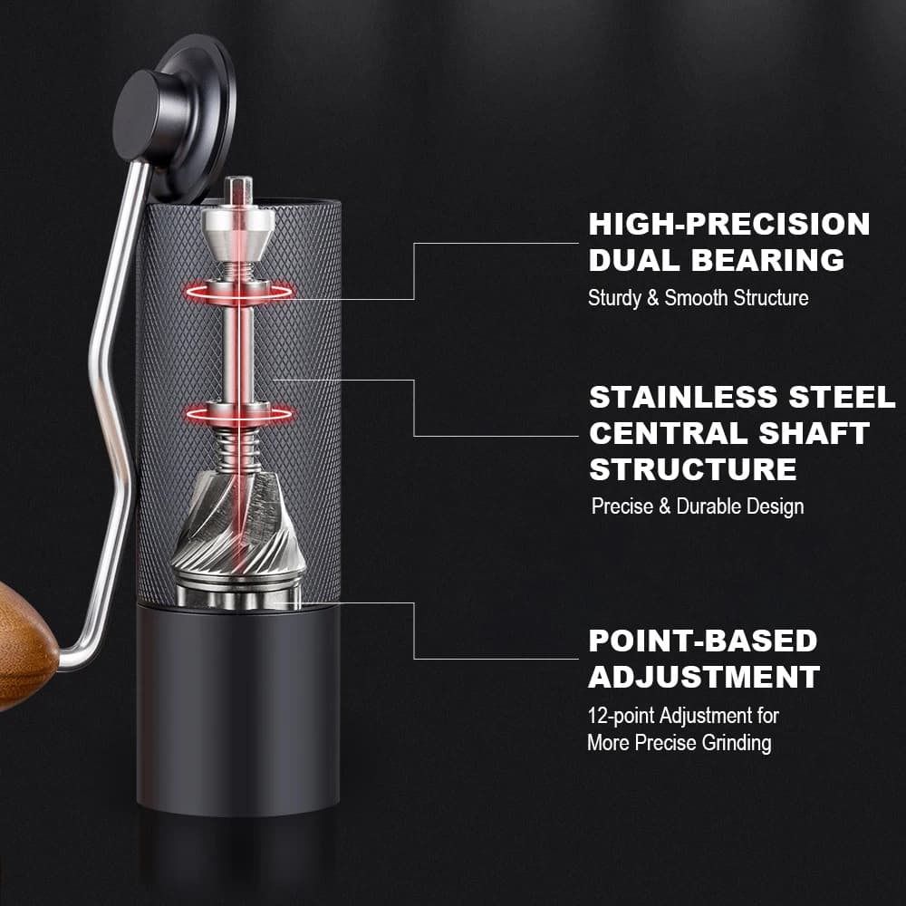 Manual Coffee Grinder Stainless Steel Conical Burr Adjustable Setting High Quality Portable Hand Grinder - 2