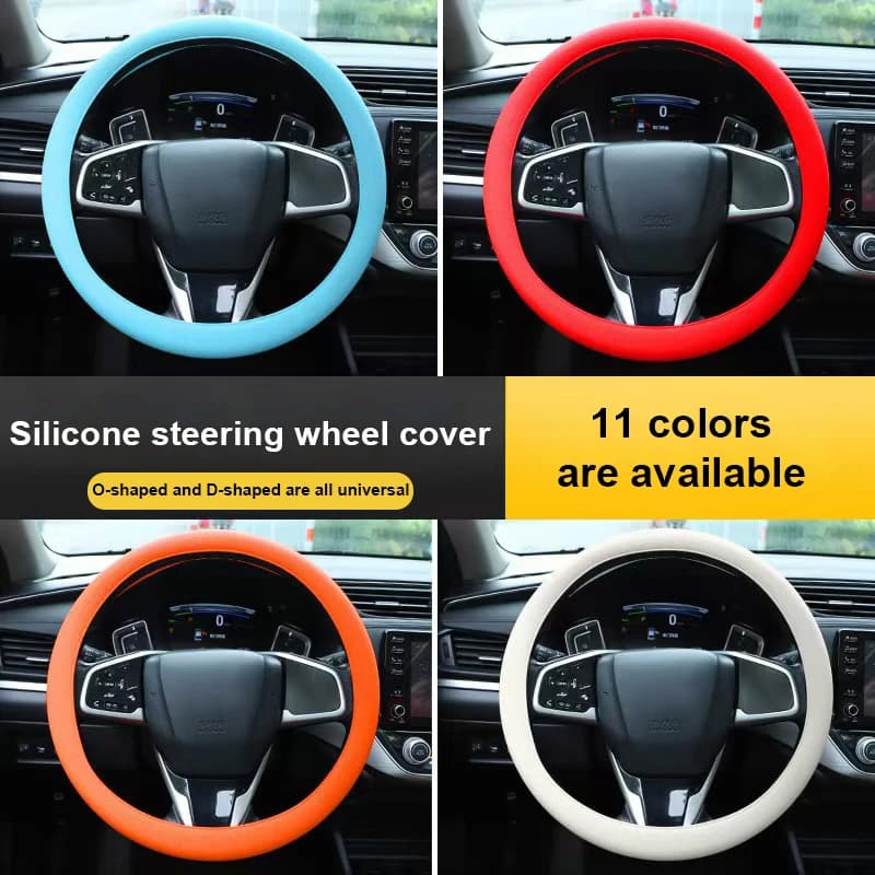 Car Summer Universal Silicone Steering Wheel Cover Elastic Glove Cover Texture Soft Multi Color Auto Decoration DIY Accessories - 2
