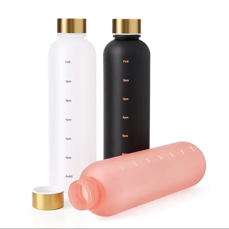 1000ML Bottle With Time Marker Motivational Reusable Fitness Sports Outdoors Travel Cycling Leakproof BPA Free Frosted Bottle - 5