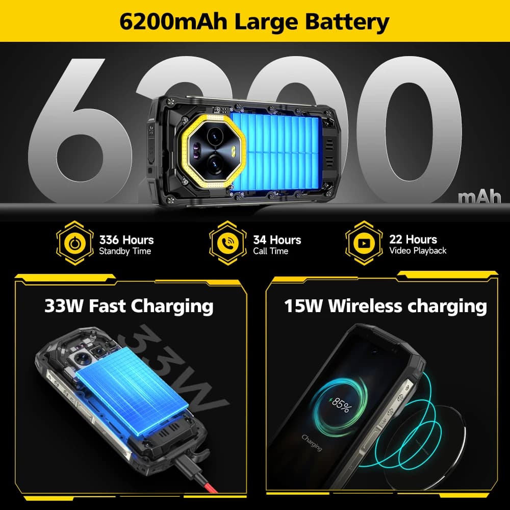 هاتف Ulefone Armor Mini 20 4G بشاشة 4.7 بوصة متين بكاميرا ليلية 64 ميجابكسل ونظام أندرويد 14 وبطارية 6200 مللي أمبير في الساعة وذاكرة 16 جيجابايت + 256 جيجابايت وشحن سريع 33 واط G99 - 4