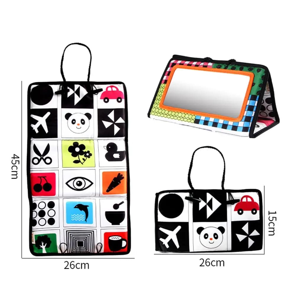 Baby Tummy Time Black and White Newborn Mirror Toys for Babies Montessori Development Crawl High Contrast Activity Sensory Toy - 4