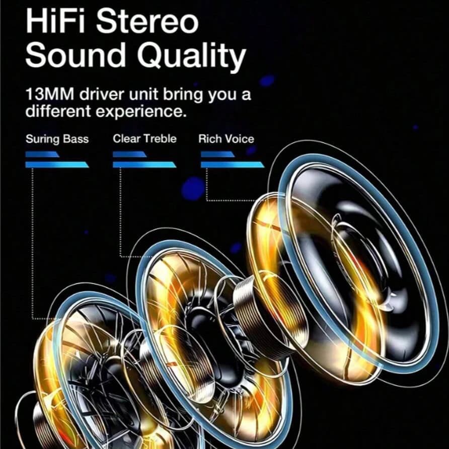 New Wireless Bluetooth Headphones Earphones With Mic Charging Case Clear Sound Long Playtime Compatible With All Smartphone - 3