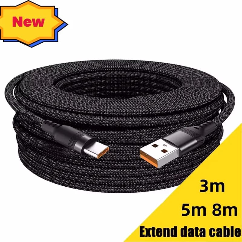 كابل USB Type C عالمي 5A للشحن السريع جداً 1 متر 2 متر 3 متر 5 متر 8 متر كابل بيانات ممتد لهواتف آيفون 15 وسامسونج وهواوي وشاومي وبلاي ستيشن 4/5