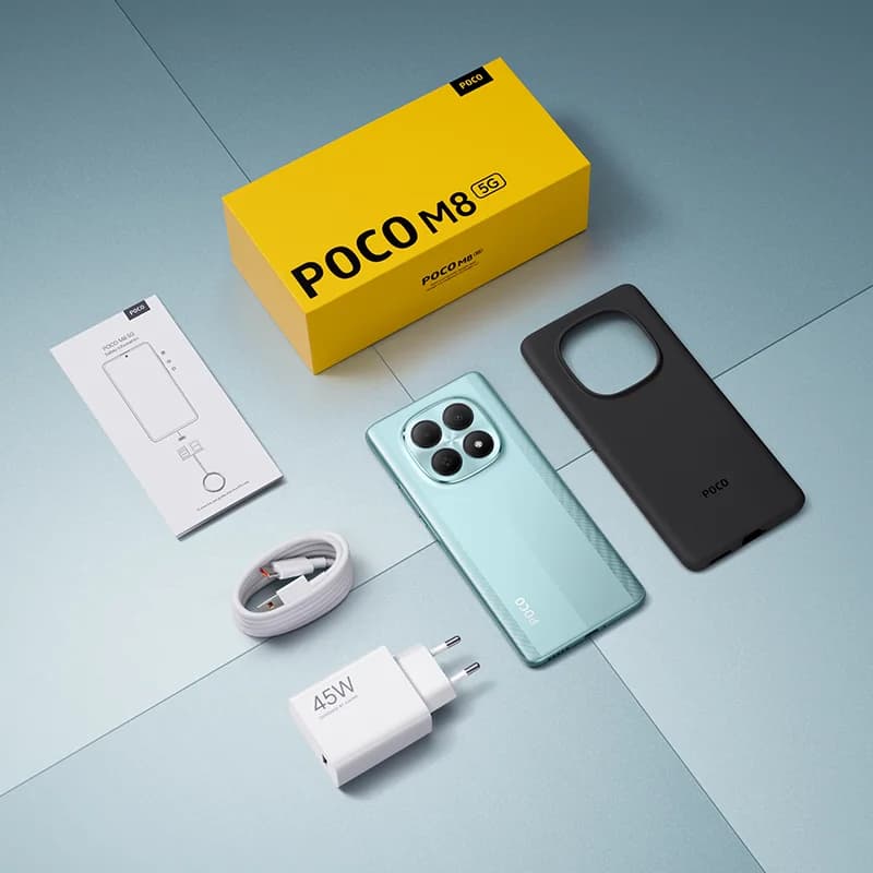 هاتف محمول POCO M8 5G إصدار عالمي، معالج Snapdragon® 6 Gen 3، شاشة Flow AMOLED 6.77 بوصة، بطارية 5520 مللي أمبير، شحن 45 واط، NFC - 6