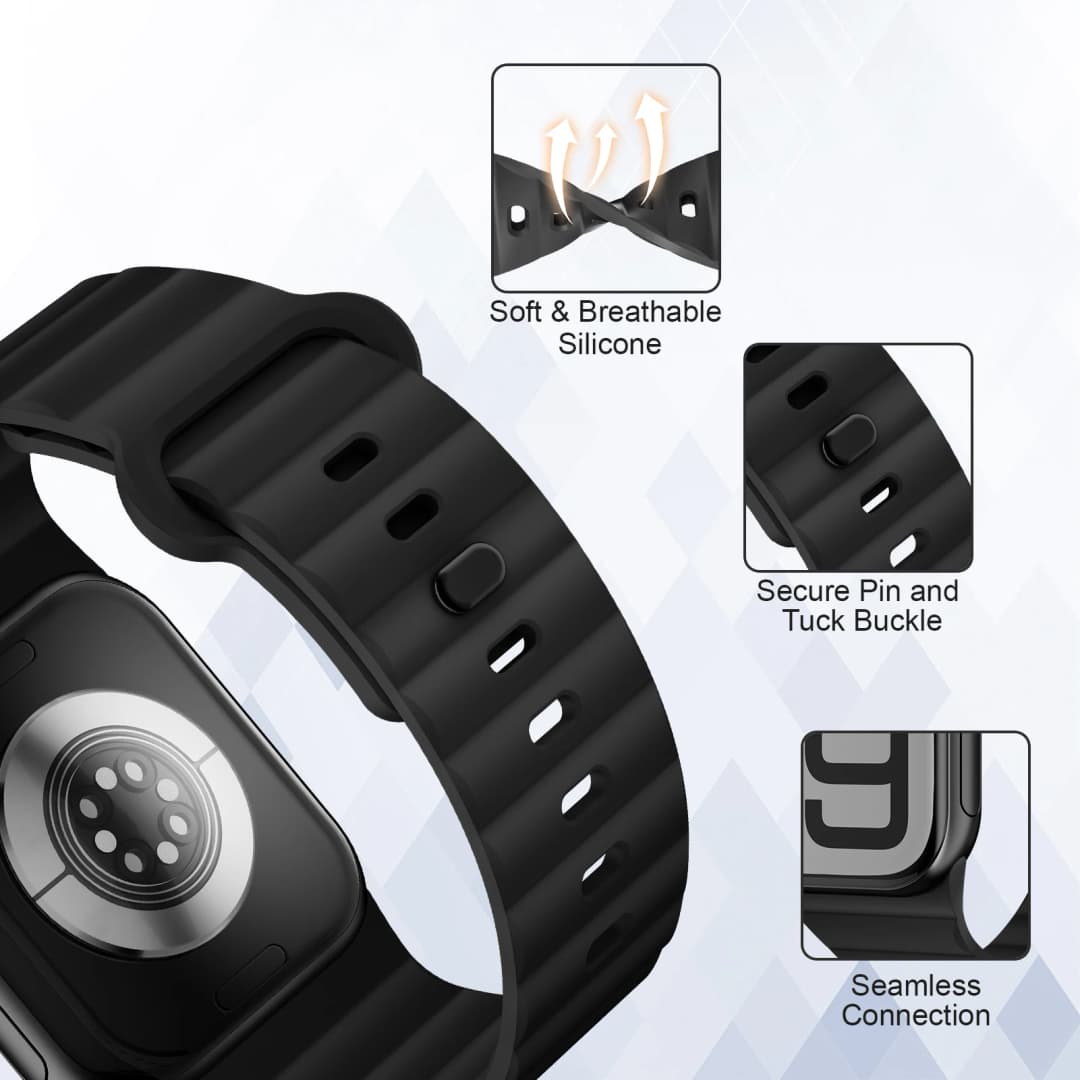 حزام سيليكون لأساور ساعة أبل 46مم 44مم 45مم 40مم 42مم 41مم سوار رياضي سلسلة iWatch 11 10 SE 9 8 7 6 5 - 5