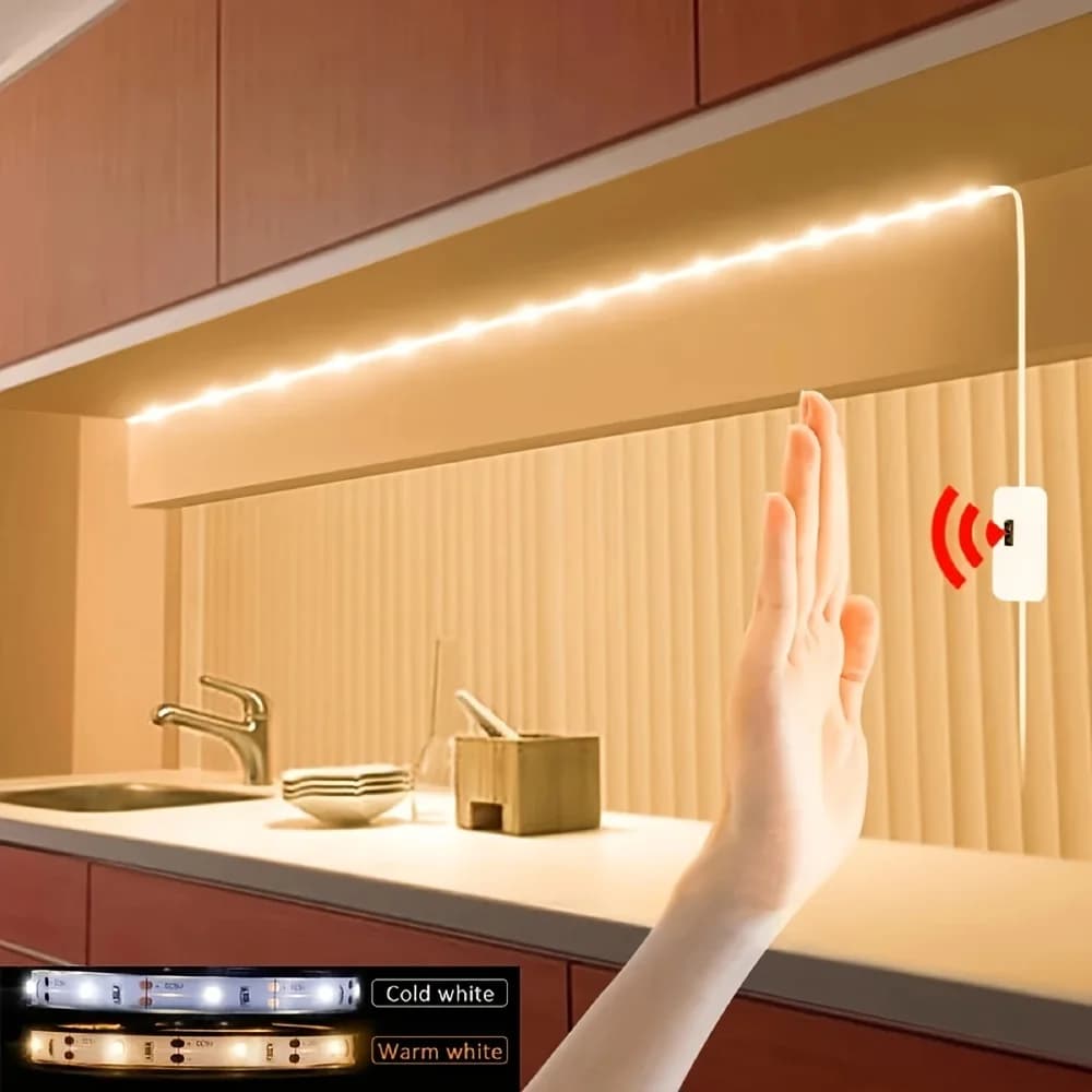 أضواء شريط ليد USB DC 5V تعتيم ذكي مستشعر مسح اليد مفتاح تشغيل/إيقاف تحكم إضاءة خلفية شريط مصباح للتلفزيون ديكور غرفة النوم والمنزل