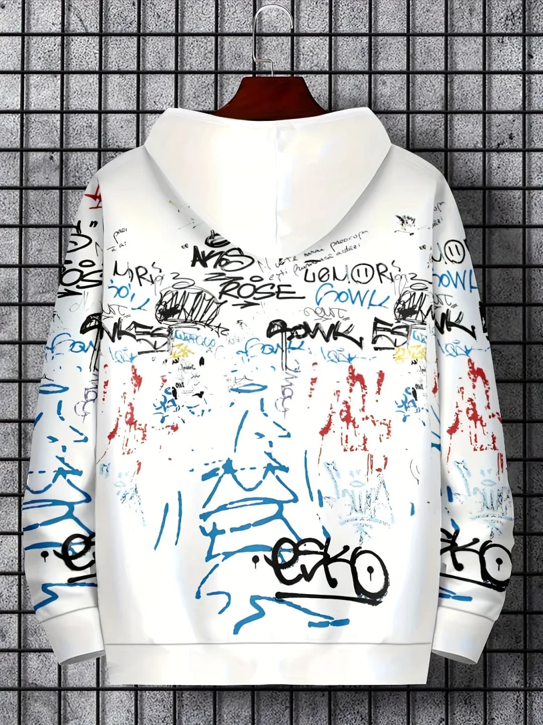 Hot selling men's autumn fashion personalized graffiti print soft and comfortable hooded sweatshirt outdoor urban high street to - 4