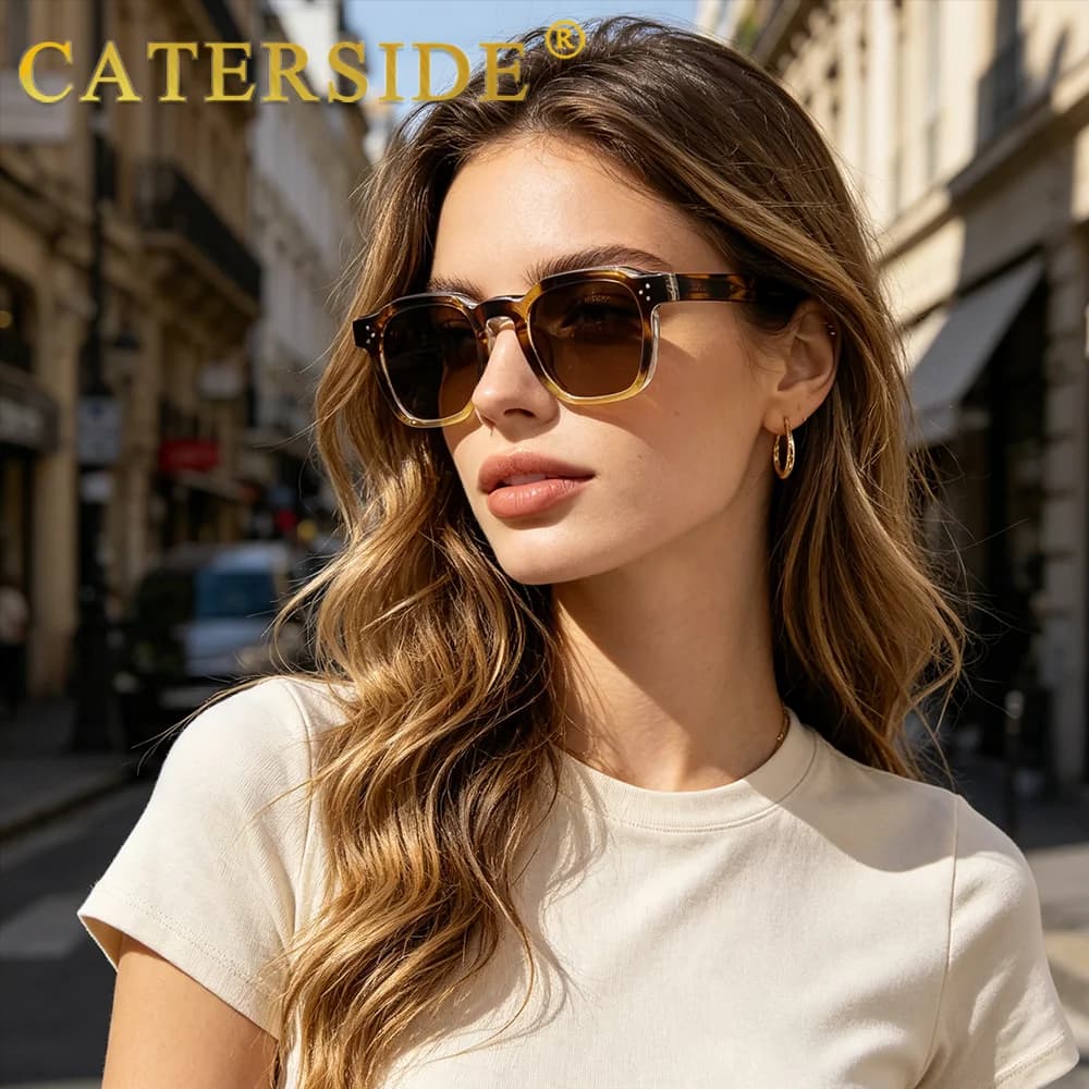 نظارات شمسية للرجال من CATERSIDE بإطار صغير مربع وتصميم شخصي، هدية للسفر والحفلات والأعمال والمهرجانات للنساء - 4