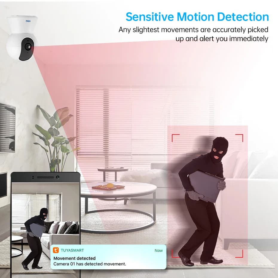 كاميرا KERUI صغيرة الحجم داخلية لاسلكية بدقة 5 ميجابكسل، Tuya الذكية بتقنية WiFi IP، أمان منزلي، مراقبة CCTV مع تتبع تلقائي، متوافقة مع Onvif - 2