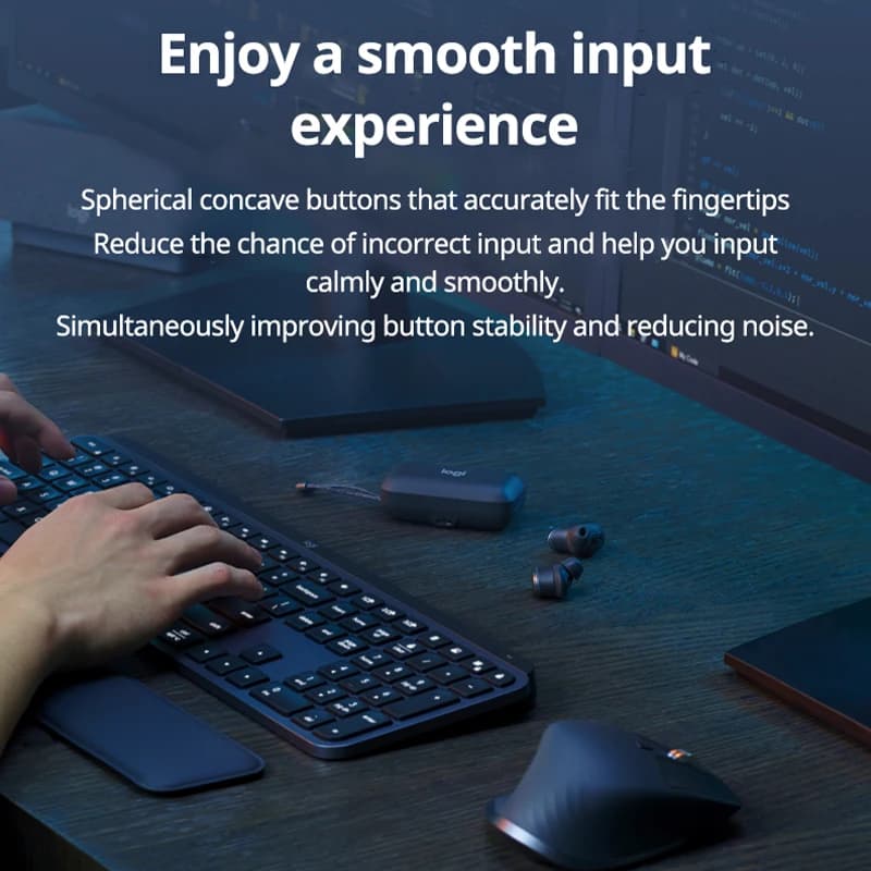 مجموعة Logitech MX Keys S مع ماوس MX Master 3S، لوحة مفاتيح مضاءة لاسلكية، بلوتوث متعدد الأجهزة، مجموعة مكتبية مريحة - 2