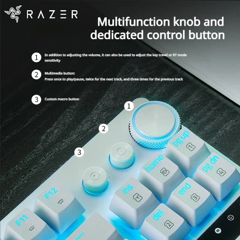 لوحة المفاتيح الميكانيكية Razer Huntsman V3 Pro TKL - مفاتيح تناظرية بتقنية Optical Switch، 87 مفتاح، إضاءة RGB - 4