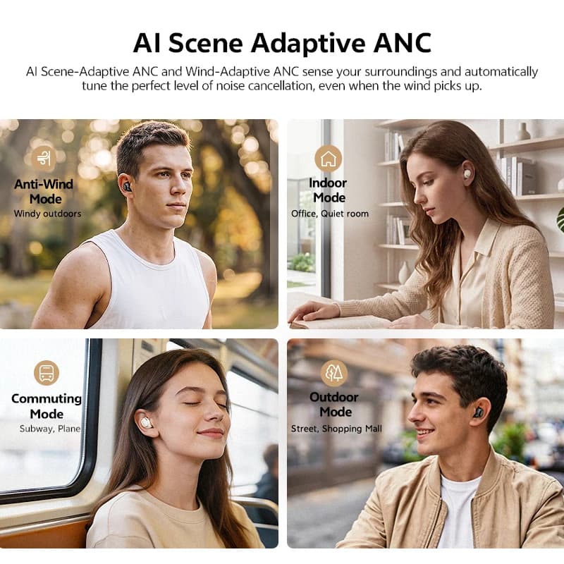 QCY MeloBuds A30 BH26HT22A Adaptive ANC Wireless Earbuds 8 Mics ENC Clear Call 60dB ANC Hi-Res Audio Bluetooth 6.0 Earphones - 3