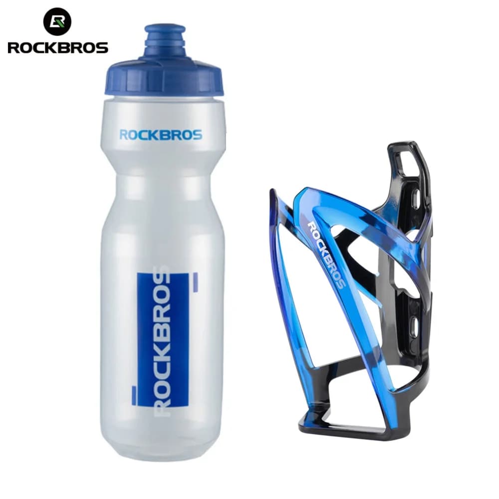ROCKBROS زجاجة ماء للدراجات + حامل زجاجة ماء - طقم من قطعتين - زجاجة ماء رياضية 750 مل + حامل زجاجة ماء مصبوب متكامل - 2