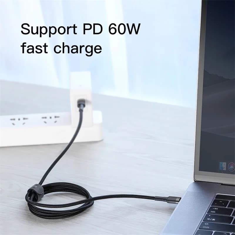 كابل من Baseus بقوة 100 واط من USB C إلى USB Type C لهاتف آيفون 15 بلس وPro Max، كابل شحن سريع من USB-C إلى Type-c لجهاز ماك بوك برو - 2