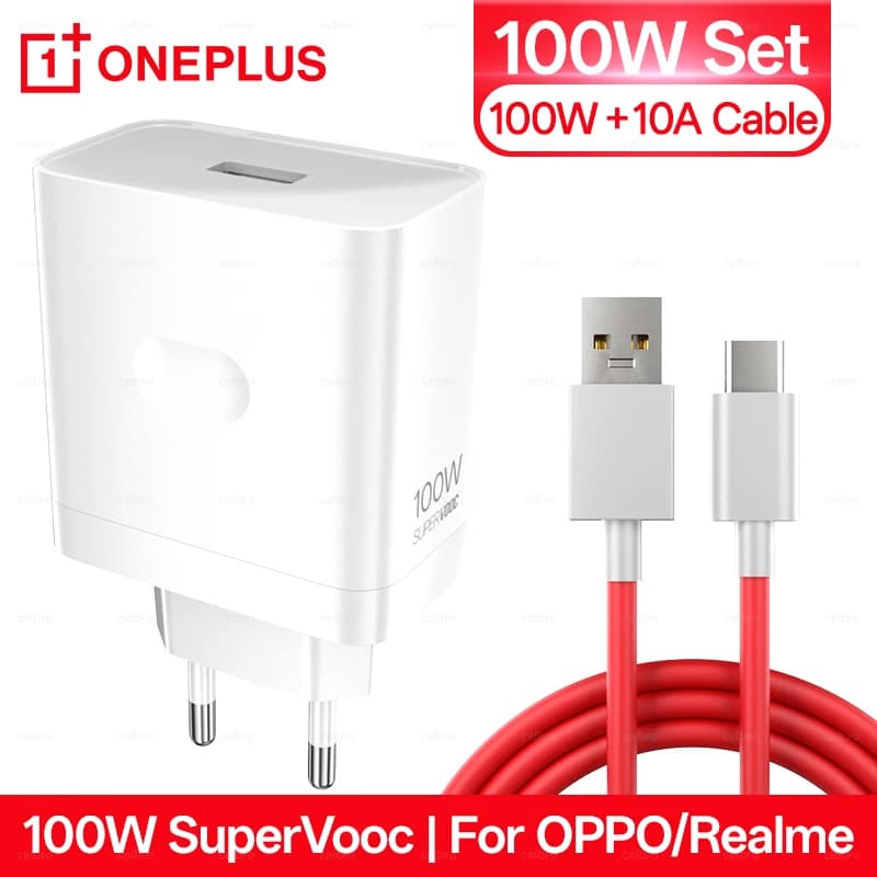 شاحن ون بلس الأصلي 100 واط 80 واط محول يو اس بي SUPERVOOC نوع سي كابل 10 أمبير لأوبو ريلمي شحن سريع ون بلس 15 13 12 11 برو