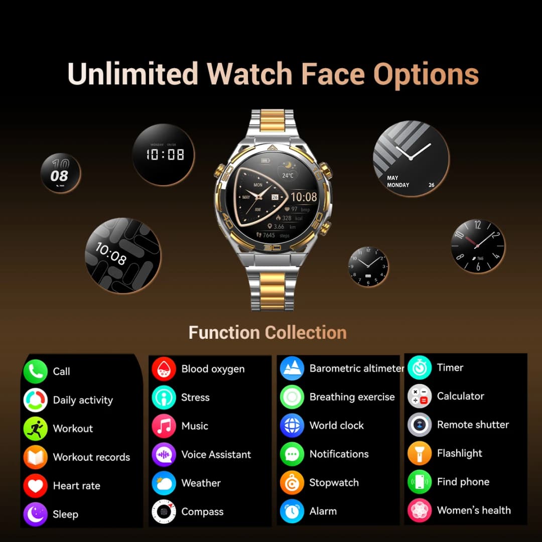 ساعة بلاك فيو W90 برو الذكية الجديدة المزودة بنظام GPS وشاشة AMOLED عالية الدقة 1.43 بوصة، بطارية 900 مللي أمبير/20 يومًا في وضع الاستعداد، ساعة رياضية مقاومة للماء مع بلوتوث للرجال - 4