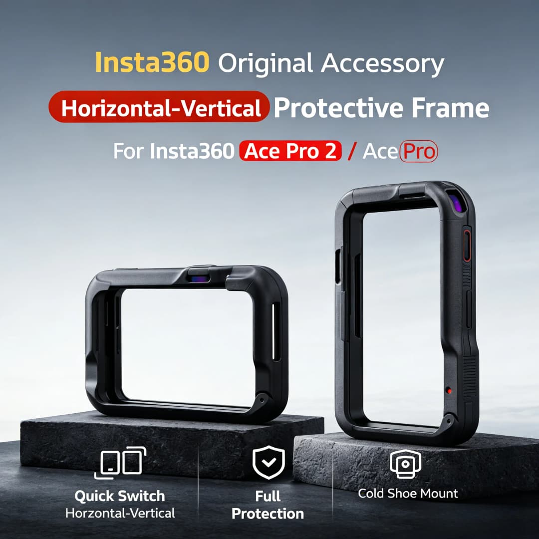 إطار حماية رأسي أفقي Insta360 Ace Pro 2 / Ace Pro مع إطلاق سريع، قفص تركيب الكاميرا الرسمي - 3