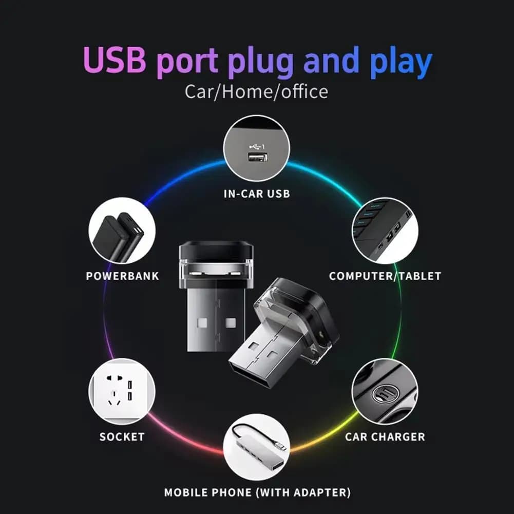جديد العالمي USB سيارة الداخلية المحيطة مصباح لتهيئة الجو LED أضواء الإشارة السيارات القراءة مصباح زينة اكسسوارات السيارات الداخلية - 6