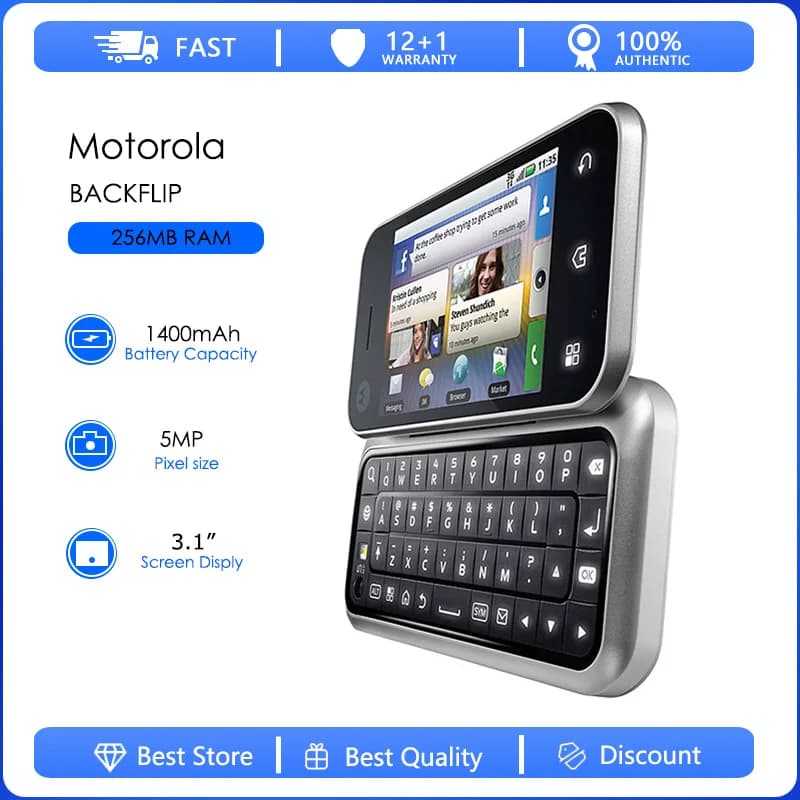 Motorola BACKFLIP MB300 مجددة - أصلية MB300 بطارية قابلة للفصل 1400 مللي أمبير هاتف محمول بالجملة شحن مجاني