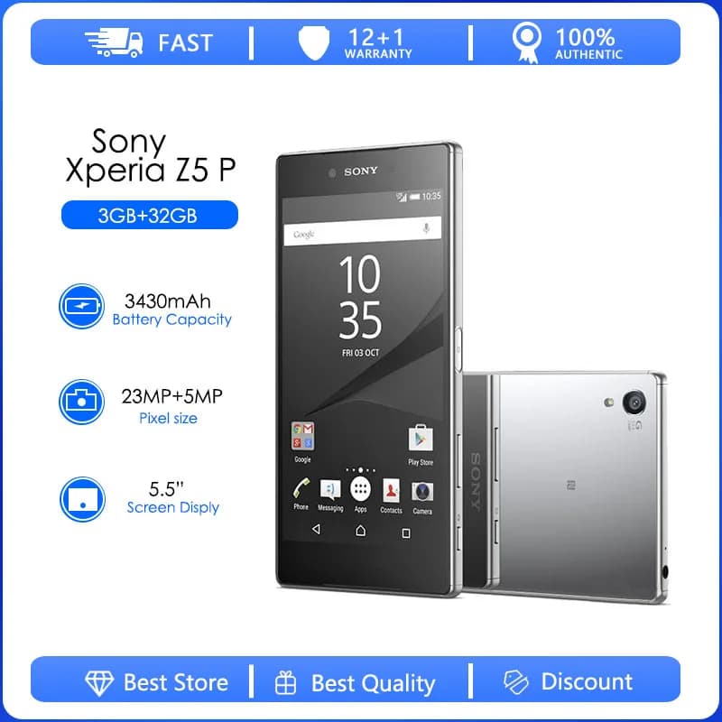 هاتف محمول Sony Xperia Z5 Premium E6853 مجدد-أصلي غير مقفل 3 جيجابايت RAM 32 جيجابايت ROM 5.5 بوصة ثماني النواة 23 ميجابيكسل GSM Android LTE