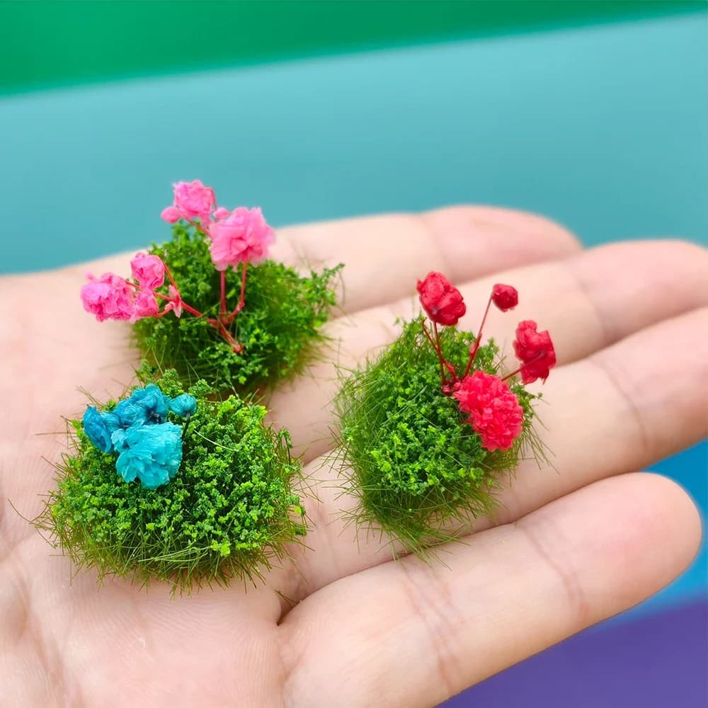 3 قطع/مجموعة نباتات اصطناعية عنقود زهور مصغرة لصنع نماذج دي أي واي/تخطيط قطار/ديكور حديقة/ديوراما ألوان عشوائية - 3