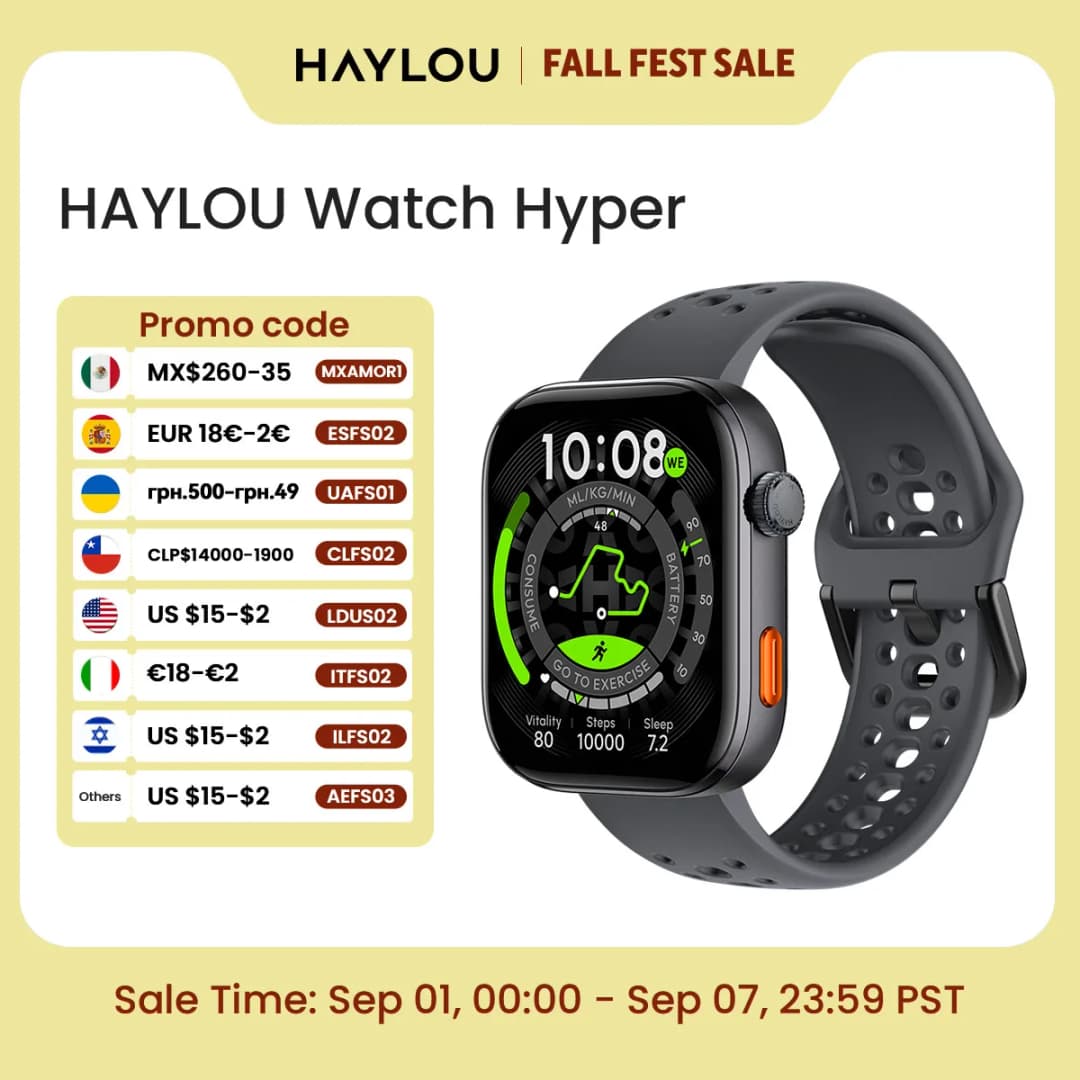 ساعة ذكية HAYLOU Watch Hyper بشاشة AMOLED 1.97 بوصة تدعم نظام تحديد المواقع المزدوج والبوصلة والخرائط دون اتصال والرد على الرسائل مقاومة للماء حتى 50 متر