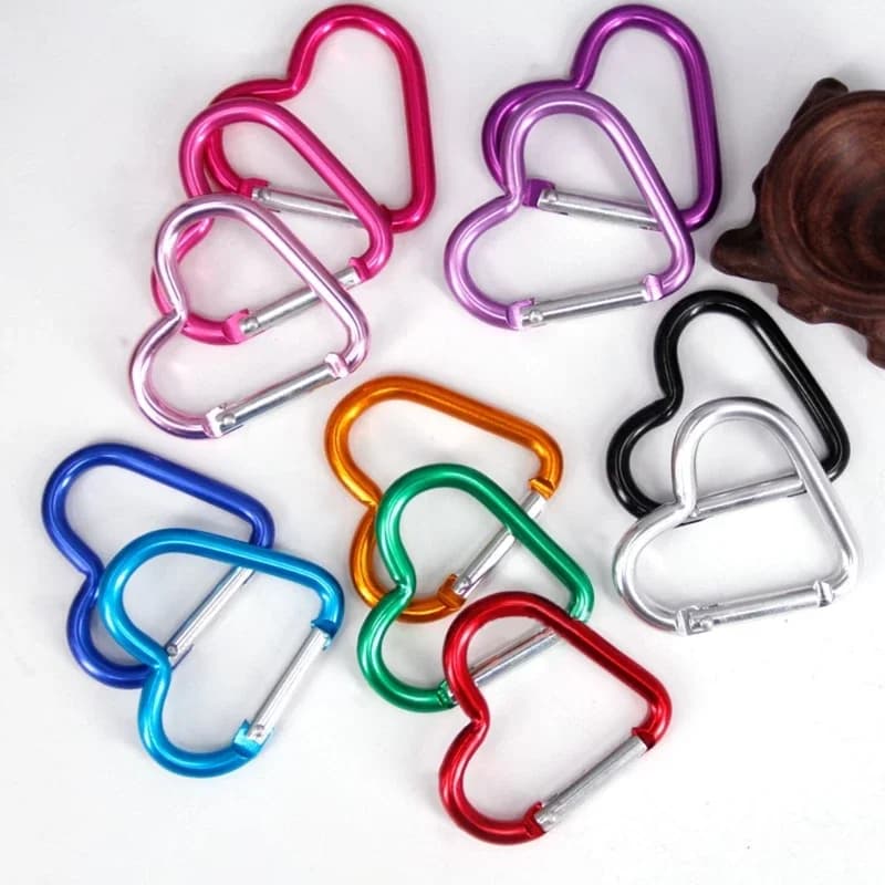 Heart Shaped Carabiner Clip Aluminum Alloy Keychain Clip Spring Hook Camping Backpack Clips Heavy Duty Carabiner Equipment  캠핑 - 4