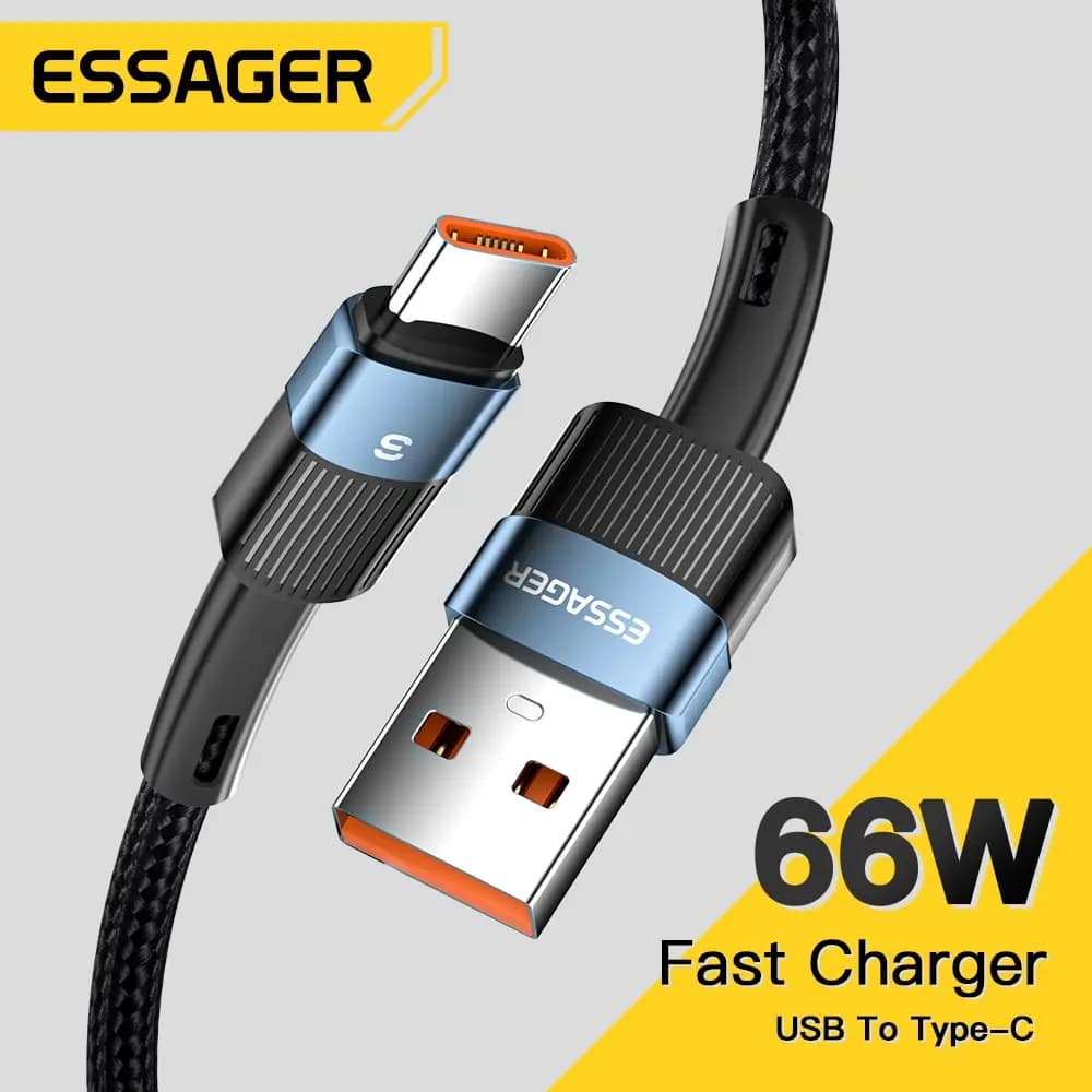 كابل إيساجر 6A نوع C USB شحن سريع لهواتف هواوي P40 برو وP30 سلك شاحن 66 واط لهواتف سامسونج S21 ألترا وS20 وبوكو