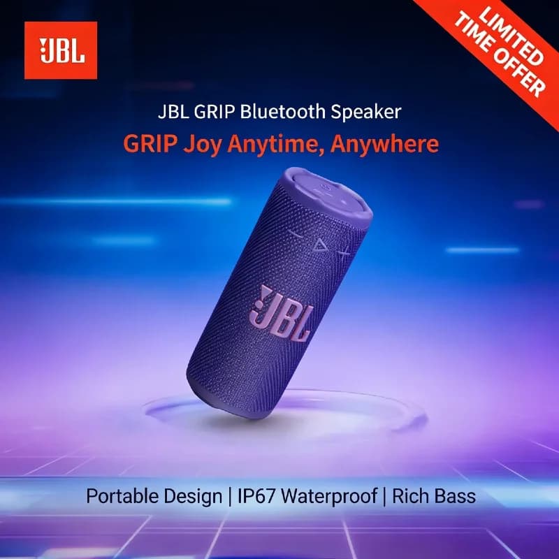 سماعة JBL Grip اللاسلكية الأصلية سماعة خارجية محمولة مع مشبك كارابينر خفيفة الوزن مقاومة للصدمات سماعة بلوتوث رائجة