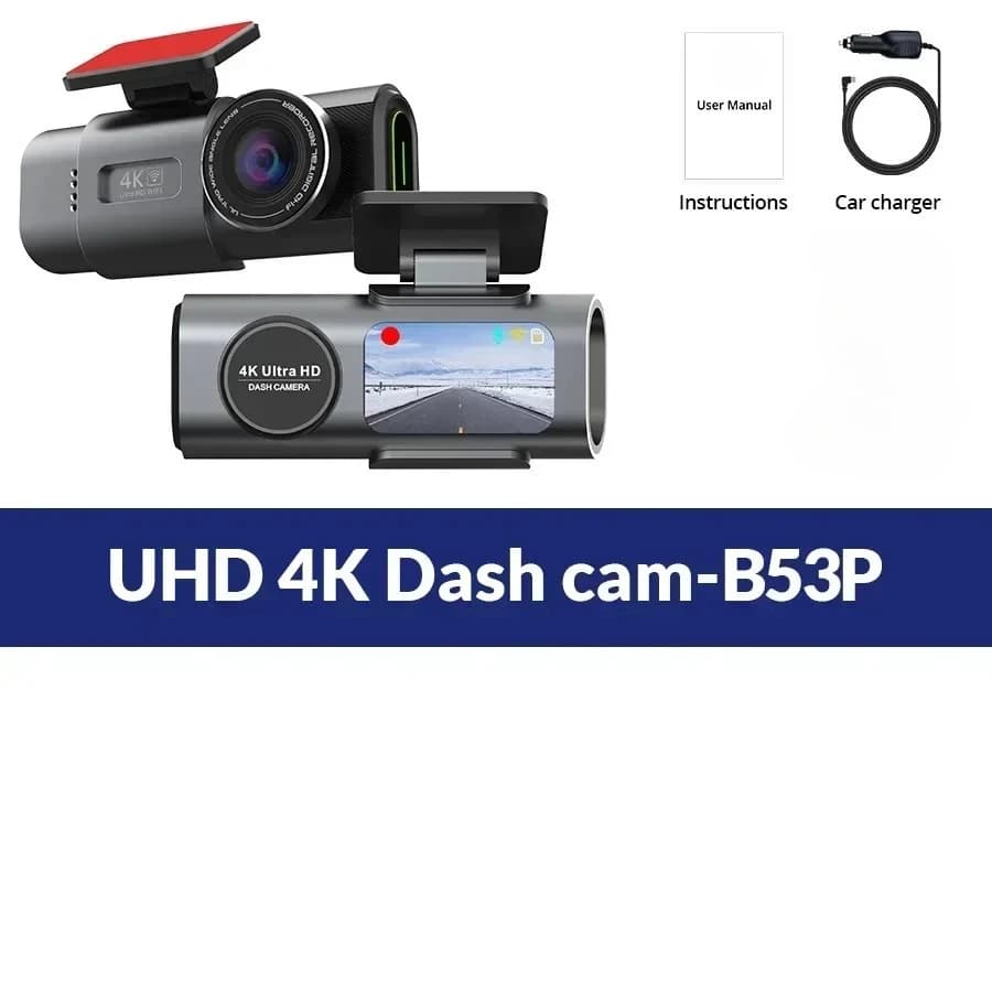 كاميرا سيارة بدقة 4K UHD تسجيل مستمر، تسجيل فيديو برؤية ليلية، واي-فاي مدمج، دعم GPS، مراقبة 24 ساعة - 5