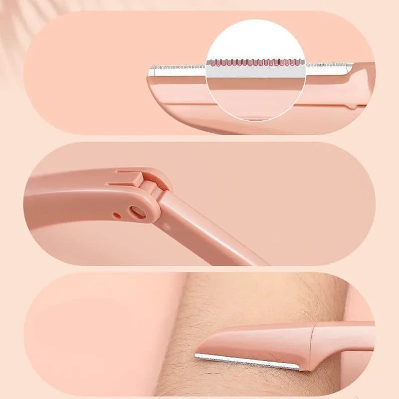 3Pcs Eyebrow Trimmer Facial Epilators for Women Pocketknife Eyebrow Profiler Hair Remover for Ladies Face Eyebrow Shape Shaver - 2
