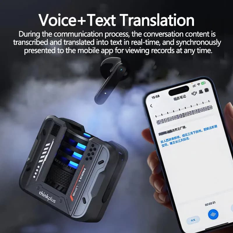 Lenovo LP49 AI Translation Headphones Wireless Bluetooth 5.4 Noise Reduction HD Call Earbuds Office Travel Real Time Translation - 2