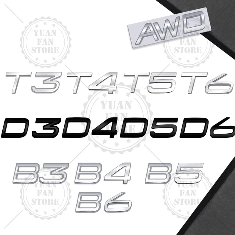 حرف معدني ثلاثي الأبعاد لسيارات فولفو CX40 CX60 CX90 V60 V40 S60 V70 XC70 D2 D3 D4 D5 D6 D7 D8 B2 B3 B4 B5 B6 T2 T3 T4 T5 T6 AWD - 3
