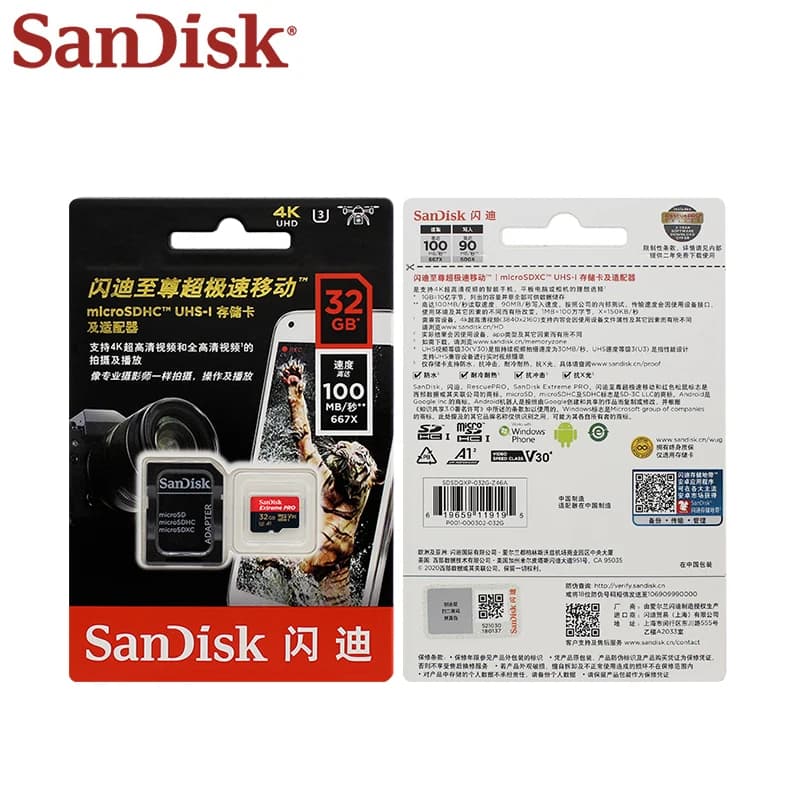 High Speed SanDisk Microsd Memory Card U3 C10 A2 V30 4K Extreme Pro Micro SD Card Up to 200Mb/s Flash TF Card for Phone Camera - 6