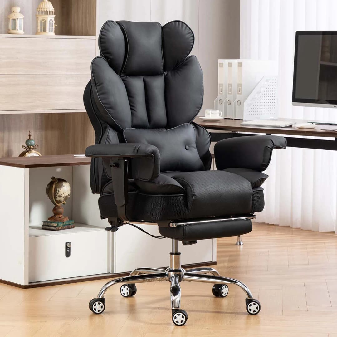 AnneFish Large Executive Office Chair with Liftable Armrests Ergonomic Swivel Desk Chair  Height Adjustment
