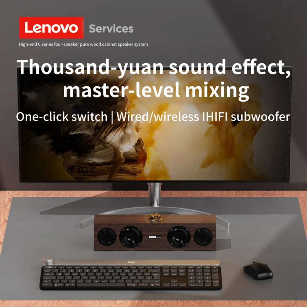 Lenovo C02 Multimedia Speaker Bluetooth Speaker Wired/Bluetooth Dual-Mode Speaker Retro Speaker Universal for Tv, Computer, and Mobile Phone Subwoofer - 3