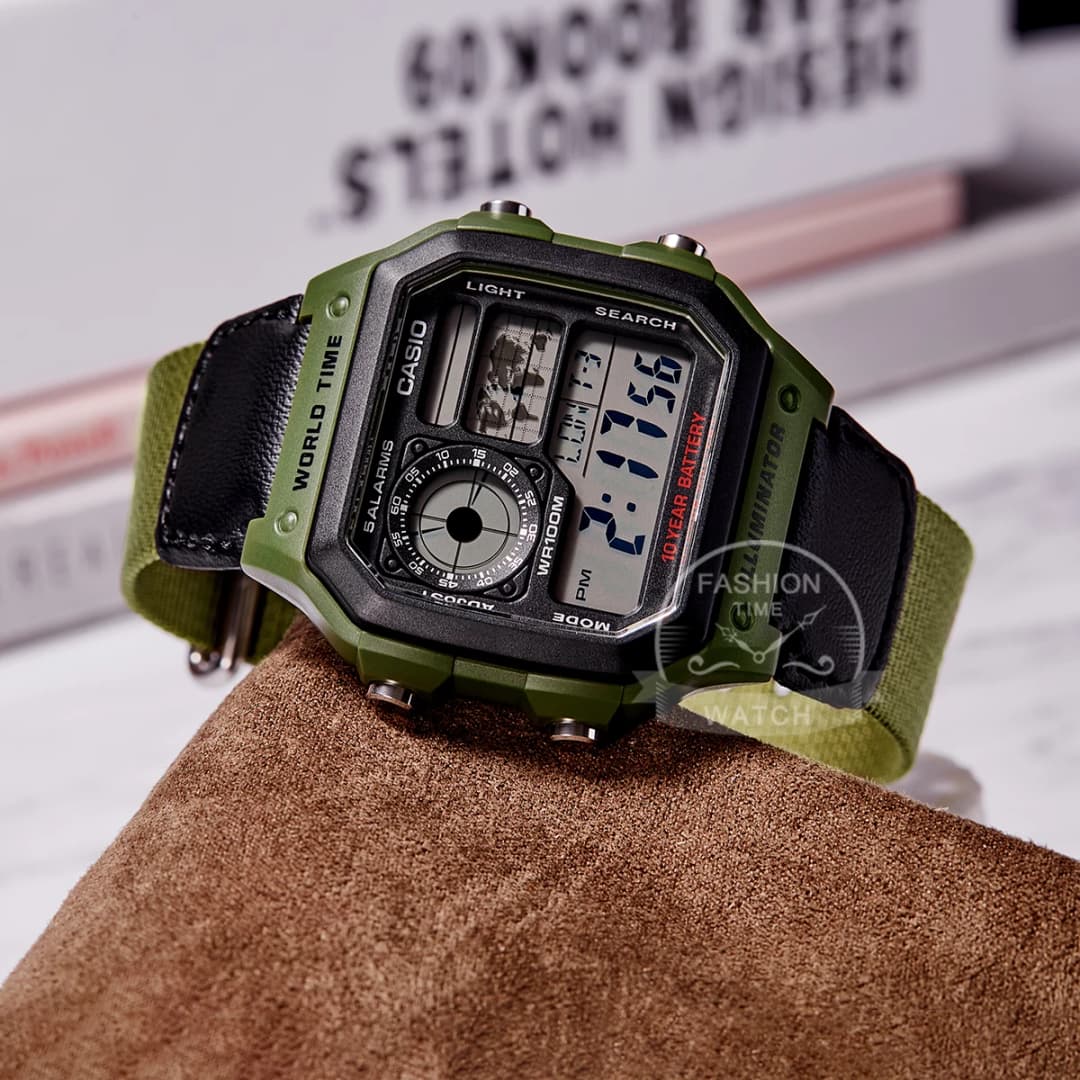 ساعة كاسيو رجالي رقمية ريترو متعددة الوظائف طراز كلاسيكي AE-1200WHB-3B - 3