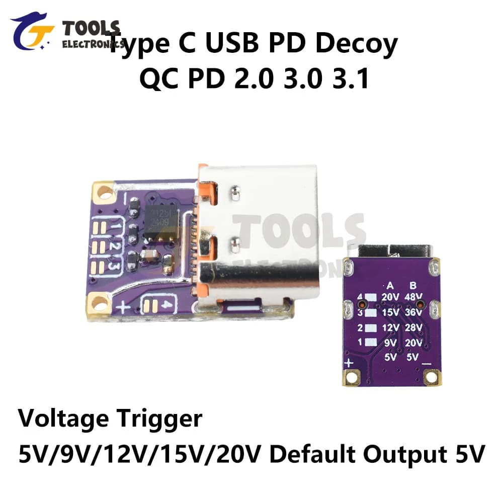 وحدة شحن سريع PD QC نوع-C وحدة تحفيز شحن سريع 5V-20V/20V-48V إخراج لبنك طاقة DIY - 4