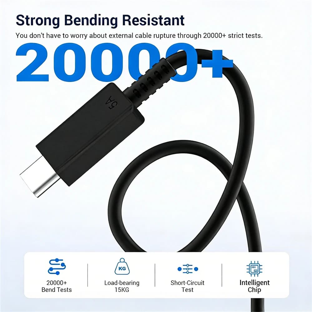 كابل شحن فائق السرعة PD 45 واط 5 أمبير ثنائي USB-C لـ سامسونج S23 S24 S25 بلس نوت 20 ألترا A53 A54 A55 Type-C كابلات شحن سريع - 2