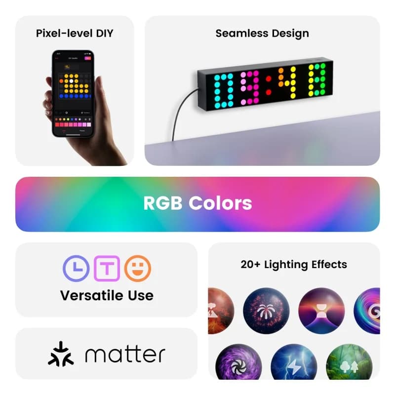 مكعب إضاءة ذكي من Yeelight، إضاءة ديناميكية RGB، إعدادات مسبقة للساعة والحروف والرموز التعبيرية، تحكم صوتي، متوافق مع Apple Home وGoogle وAlexa - 5