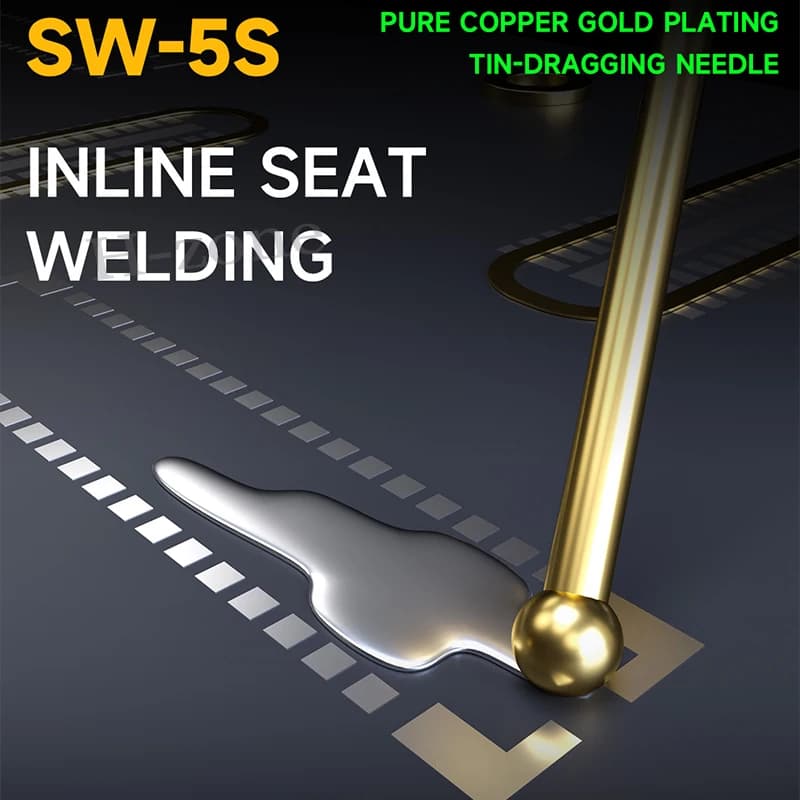 MECHANIC SW-5S Tin Dragging Needle Gold Plated FPC Connector Reballing Solder with 3 Bars Ultralight Carbon Fiber Holder Set - 5