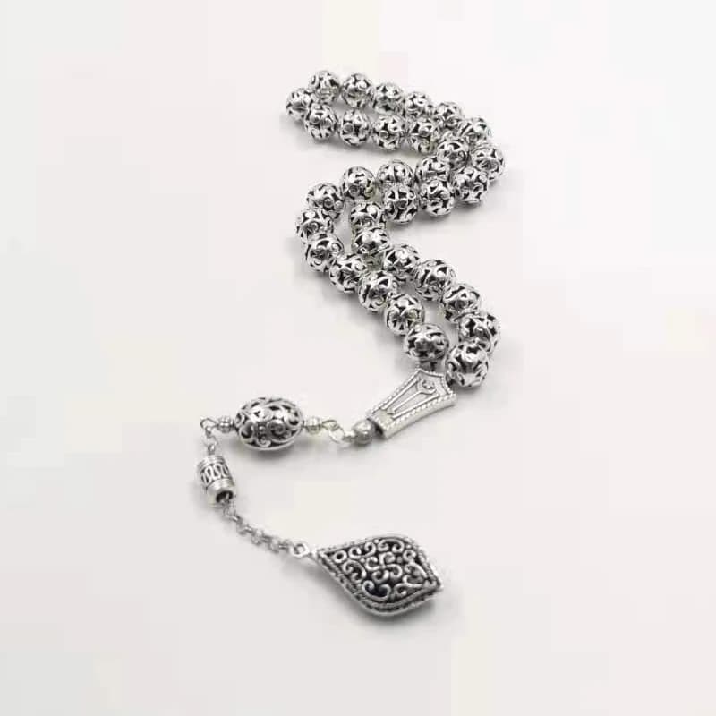 Metal tasbih silver color muslim 33 beads bracelet Islamic accessories on hand misbaha - 6