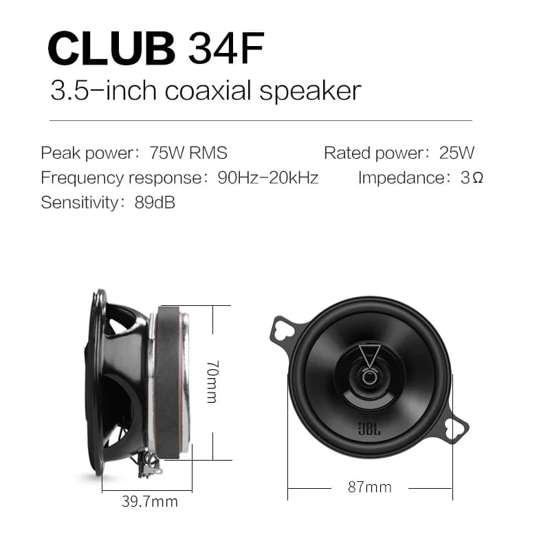 سماعة سيارة JBL مقاس 3.5 بوصة، سماعة تويتر محورية، سماعةサブ ووفر متوسطة المدى، سماعة ستيريو أصلية رسمية من JBL طراز GX328 - 3