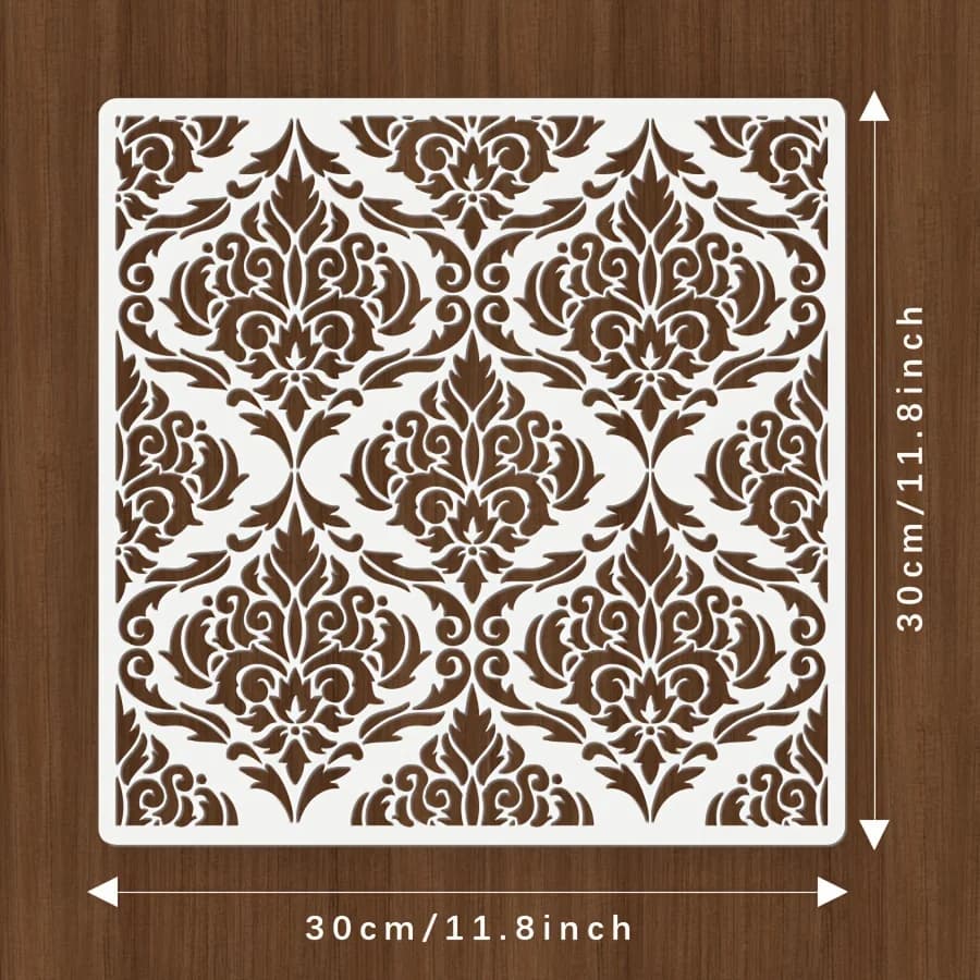 Damask Stencil • Reusable Opaque PET 12x12" Template for Furniture Wall Decor - 2