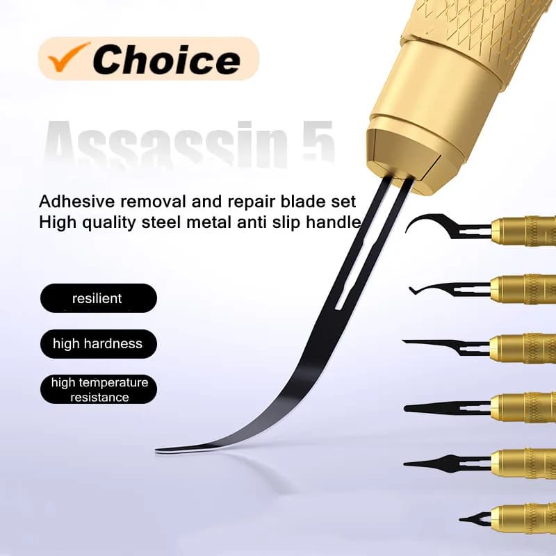 مجموعة شفرات قطع إزالة الغراء MECHANIC Assassin 5 لمجموعة سكين تفكيك الإطار الأوسط للوحة الأم للهاتف المحمول