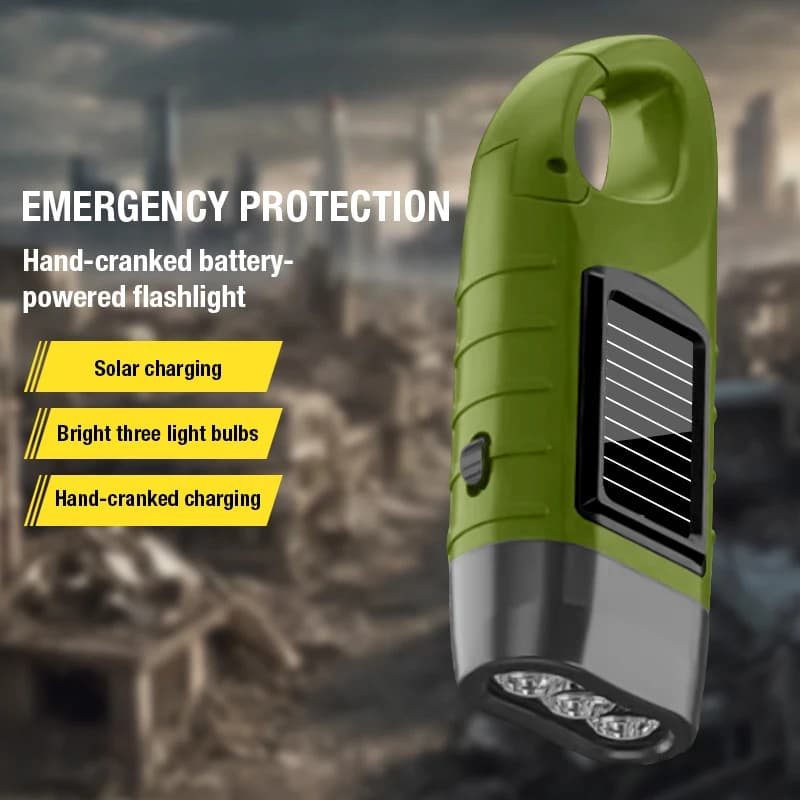 Solar powered hand cranked flashlight multifunctional camping power supply LED emergency light outdoor lighting generator flashl