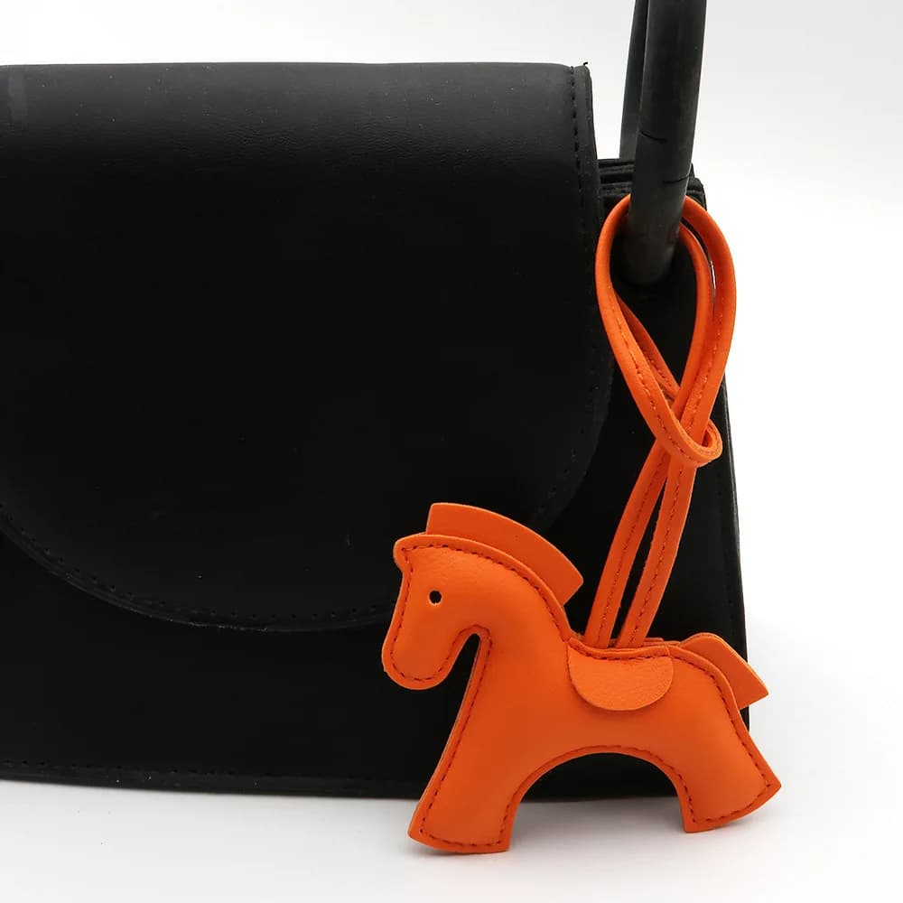 1PCS Premium All-around PU Leather Tiny Pony Embellishment For Female; Stylish Multihued Horse Car Keychain Birthday Souvenir - 5