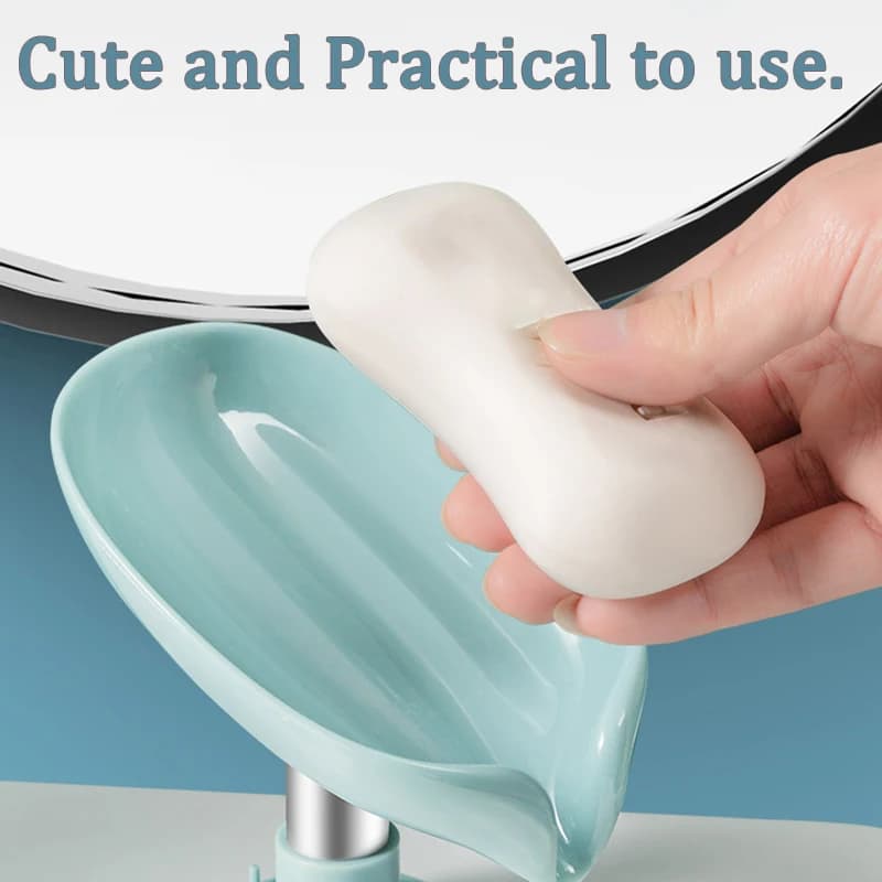 Leaf Shape Soap Tray PP Soap Box Non-slip Drain Soap Dish With Suction Cup Sponge Soap Holder Bathroom Accessories - 5