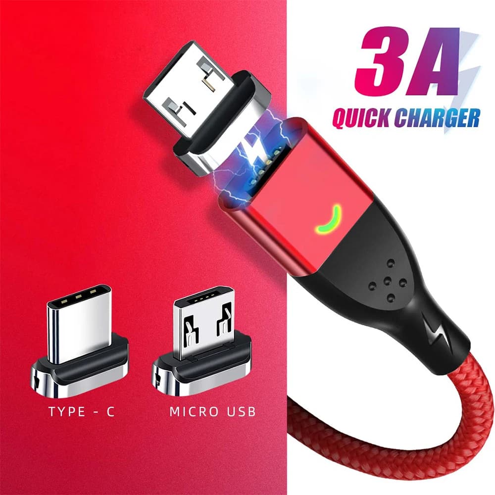 FONKEN المغناطيسي مايكرو USB نوع C كابل شحن سريع بيانات سلك الحبل شاحن مغناطيسي USB نوع C كابل لهواوي xiaomi 13 برو